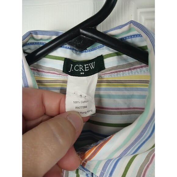 J. Crew Woman S Long Sleeve Collared Button Rainbow Striped Shirt Preppy... - Picture 3 of 9